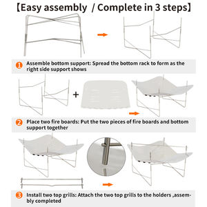 เบาพับกลุ่มการเผาไหม้ฟืนถ่านย่างขนาด M พับได้ง่ายพกพาบีบีซียืนเตาไม้760กรัม - Product Image 5