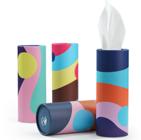 Emballage de boîte de mouchoirs en papier de soie en boîte cylindrique ronde imprimée personnalisée Boîte de tube de papier de soie de cylindre écologique pour voiture