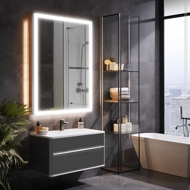 Modern LED Bathroom Mirror Cabinets for Salons and Hotels Rectangle Illuminated Beauty Mirror with Smart Features
