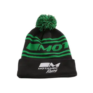 Modische blank männer häkeln pom organische baumwolle beanie mit logo