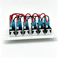 Panneau de commutation à bascule 6 interrupteurs en aluminium blanc, pré-câblé avec indicateur LED rouge et disjoncteur, idéal pour les bateaux, les camping-cars et les yachts