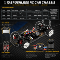 HNR H9804SR Voiture RC Brushless 1/10 4x4 pour Course sur Route et Drift, avec ESC, Haute Vitesse, Télécommandée, Expert en Résine et Métal, Prête à Rouler (RTR)