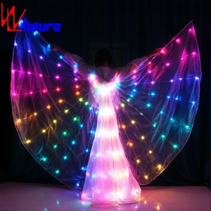 Disfraz de Danza del Vientre WL-0160 Isis con Alas LED, Talla Adulto, Disfraz con Alas de Ángel de Plumas Blancas - Product Image 1