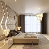 Lit King Size Confortable au Design Moderne avec Cadre en Bois Massif et Revêtement en Similicuir – Ensemble de Mobilier de Chambre d'Hôtel en Gros