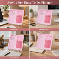 Planificateur de liste de tâches en acrylique rose épaissi personnalisé, effaçable à sec, avec support métallique pour bureau à domicile, tableau de tâches en acrylique