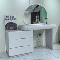 Table de maquillage éclairée multifonctionnelle de style nordique de luxe, panneau MDF blanc moderne, durable et écologique, pour chambre à coucher