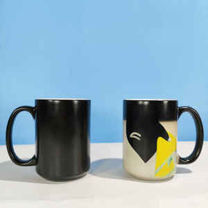 Mug en Porcelaine Fine de 15 oz Style Américain, Tasse à Café Thermosensible Changeant de Couleur, Compatible Lave-Vaisselle et Micro-ondes, Impression de Logo Simple - Product Image 2