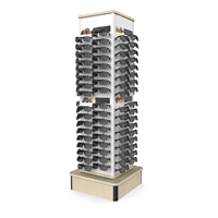 Présentoir de sol métallique personnalisé pour 24 paires de lunettes de soleil, grande capacité, pour magasins d'optique, avec porte-étiquette supérieur