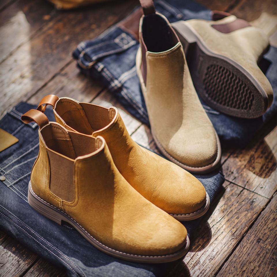 Men's Chelsea Boots Madan Men's Suede Chelsea Boots Round Toe Mid Calf ...