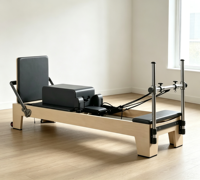 Reformer Pilates en Bois d'Érable avec Montants en Aluminium – Appareil Commercial pour Studio, Salle de Sport et Domicile – Équipement d'Exercice pour Entraînement Corporel et Renforcement du Core