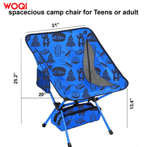 Chaise pliante Woqi pour le camping en plein air, chaise de jardin, tissu Oxford bleu ciel, cadre en aluminium, chaise rectangulaire à dosser, type sac à dos - Product Image 4