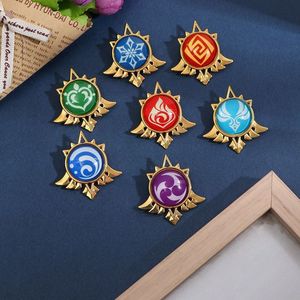 Broche de costume de cosplay de personnage Wowei Genshin Impact, Genshin Impact Geo <span class=keywords><strong>Electro</strong></span> Pyro Dendro Hydro Cryo Anemo - Product Image 1