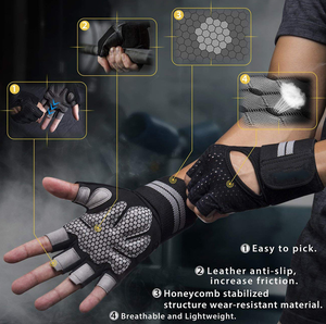 ถุงมือฟิตเนสไนลอนแบบ unisex สำหรับผู้หญิงและผู้ชาย สำหรับปั่นจักรยาน ยกน้ำหนัก ออกกำลังกาย เล่นกีฬา และในยิม - Product Image 3