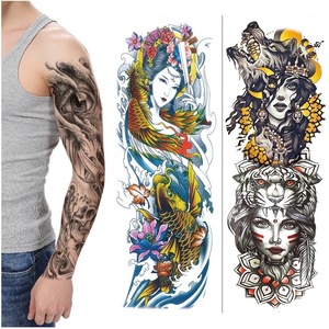 Tatuajes Temporales Impermeables para Hombre, Diseño de <span class=keywords><strong>Calavera</strong></span> y <span class=keywords><strong>Flores</strong></span>, Tatuajes Grandes para Brazo Completo, Color Negro - Product Image 3