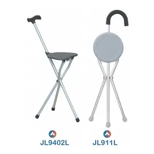 JL9402L畅销铝合金多功能三脚折叠凳防滑拐杖