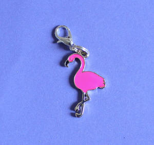 100 pièces de pendentifs flamants roses en émail, breloques en alliage d'émail en forme d'animaux pour la fabrication de bijoux - Product Image 5