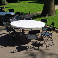 Table pliante ronde d'extérieur de haute qualité de 4 pieds, table pliante en plastique portable pour les événements festifs, table pliante de jardin de haute qualité