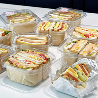 Boîtes à sandwichs, pâtisseries et desserts en plastique PET transparent de haute qualité, jetables, avec couvercles