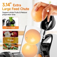 BPA-vrije grote opening slowjuicer voor sinaasappels en ander fruit, geschikt voor hotels, restaurants en kantoren.