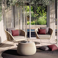 Meubles de jardin extérieurs modernes imperméables piscine Patio salon lit de soleil Villa hôtel corde en aluminium tissé balançoires lit de repos