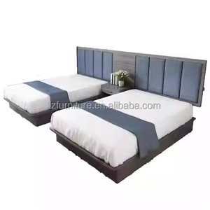Ensemble de chambre d'hôtel abordable : lit double avec tête de lit capitonnée et table de chevet pour hôtels, motels et appartements économiques - Product Image 6