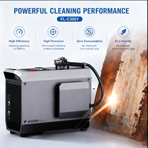 FL-C300Y 300W Machine de nettoyage laser à fibre pulsée portable, nettoyeur laser manuel pour l'élimination de la rouille, de la peinture et de l'huile sur le métal - Product Image 2