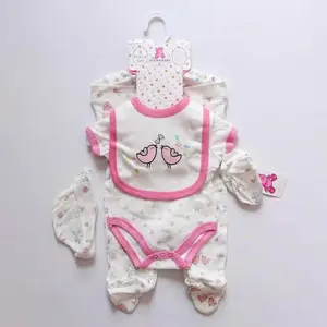 5 pcs neugeborenen vorzeitige baby kleidung set geschenk strampler overall bib baby geschenk sets 100% baumwolle boutiquen