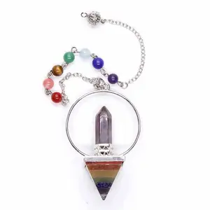 Cristallo naturale colonna esagonale pendolo energia piramide Chakra catena di cristallo ciondolo di guarigione gioielli