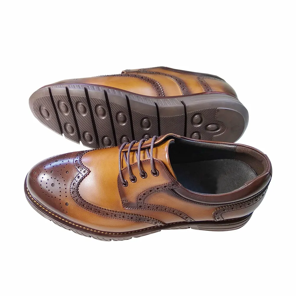 New arrival casual classic leather brogue oxford mens dressed brown genuine leather shoes