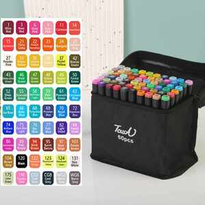 Marcadores de Plástico de Doble Punta Bonvan Art, Portátiles, 168 Colores, Tinta Permanente a Base de Alcohol, Punta de Fibra de 6 mm, para Papel, Personalizables y Creativos - Product Image 1