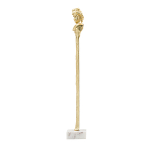 Estatua romana dorada alargada sobre base de mármol blanco de 5.5x5.5x28 pulgadas, escultura decorativa para el interior del hogar - Product Image 2