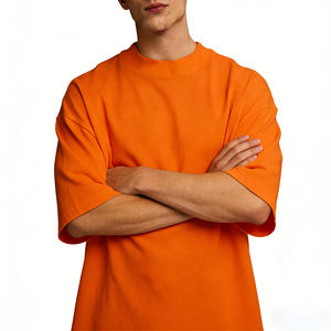 Camisetas de Hombre 100% Algodón, con Logotipo Personalizado, Tallas Grandes, al por Mayor, Cuello Alto Extendido de 3mm, Camisetas para Hombre - Product Image 5