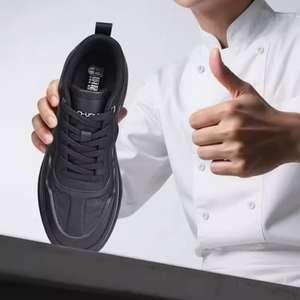 Scarpe da Chef CHUDUN con Lacci, Antiscivolo, Impermeabili, Anti-odore, Leggere, Nere, in Pelle, Stile Casual, per Catering, con Suola in EVA - Product Image 2