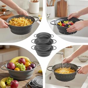 Passoire pliable en silicone avec poignées extensibles, passoire pliable sans BPA pour l'évier, panier à fruits peu encombrant - Product Image 3