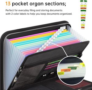 YHX 13-Pocket espandibile cartella di File in pelle ignifuga porta documenti Multi-tasche cartella di carta a fisarmonica per il deposito di lettere - Product Image 4