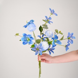 Bouquet de lys artificiels en soie, fleurs teintées à la main, décoration de salon - Product Image 4