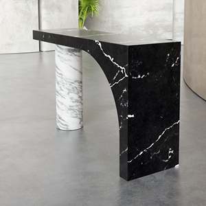 Elegante Mesa Consola de Mármol Hecha a Mano con Diseño de Arco, Mesa de Pasillo de Mármol Personalizada, Mesa Consola de Mármol Blanco Carrara y Negro <span class=keywords><strong>Nero</strong></span> - Product Image 3