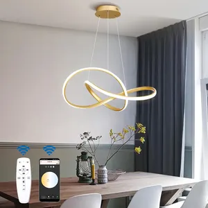 2019 Neues Design Led-Lichter drehbar gebogen modern acryl-LED-Hängeleuchte einstellbar runde hängende Lampen Kronleuchter beleuchtung