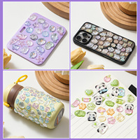 Autocollants en PVC époxy en forme de dôme de cristal 3D mignons d'animaux japonais (pandas, lapins) pour coques de téléphone et décoration de gobelets