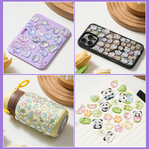 Autocollants en résine 3D mignons d'animaux japonais (panda, lapin) effet cristal gonflé pour coques de téléphone, gobelets et décoration d'ongles - Product Image 3