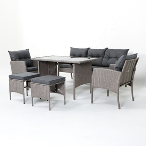 <b>Garden</b> <b>Set</b> Outdoor Furniture Steel Rattan KD With Tempered Glass - Product Image 1