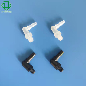 Plastic Elbow Connector 10-32UNF Threaded Barbed For <b>Silicone</b> <b>Pipe</b> ABS Material - Product Image 2