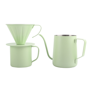Ensemble tasse et soucoupe à café en acier inoxydable à double paroi, vert mat, mug à expresso isolé, ensemble de tasses à thé en métal pour la maison et le bureau - Product Image 2