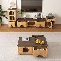 Meuble TV moderne en bois blanc avec rangement et bac à litière, sur mesure pour ameublement domestique