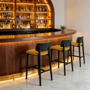 Tabourets <span class=keywords><strong>de</strong></span> bar contemporains <span class=keywords><strong>en</strong></span> <span class=keywords><strong>bois</strong></span> noir - Chaises <span class=keywords><strong>de</strong></span> comptoir <span class=keywords><strong>en</strong></span> tissu pour bar commercial/hôtel |   Sièges hauts confortables - Product Image 1