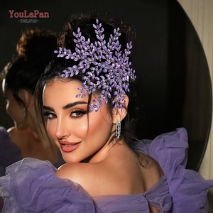 YouLaPan – Diadème de mariage en métal tendance pour femme, accessoire de <span class=keywords><strong>coiffure</strong></span> nuptial en cristal et strass, bandeau HP438 - Product Image 1