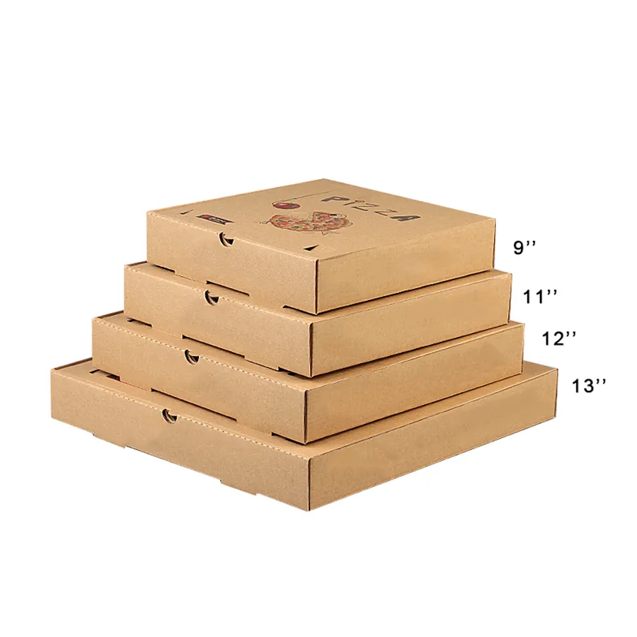 Custom Pizza Boxes 33x33 Corrugated Carton Takeaway Cardboard Pizza Food Packaging Box With Logo