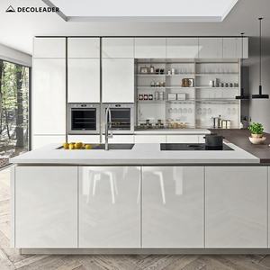 Muebles de Cocina Modernos sin Tiradores con Acabado Blanco Brillante de 2 Componentes y Isla Grande para Constructor de Proyectos - Product Image 2