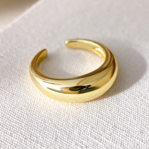 Modern Geometric 18K Gold Plated Plain Band <b>Chunky</b> Wave <b>Rings</b> Unisex Daily Wear Jewelry - Product Image 2