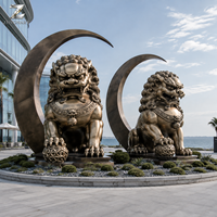 Sculpture de lion gardien en bronze, statue de Foo Dog moulée à la main avec patine antique pour la décoration de villas, portails, hôtels, jardins et temples